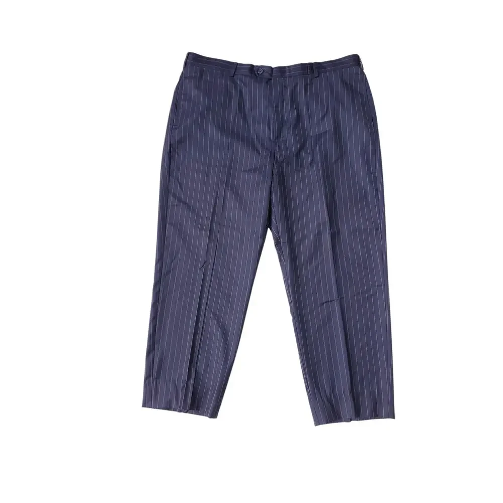Joseph Abboud 2 Pc Suit Double Breasted Wool Navy Blue Pink Pinstripe 48R 40x28